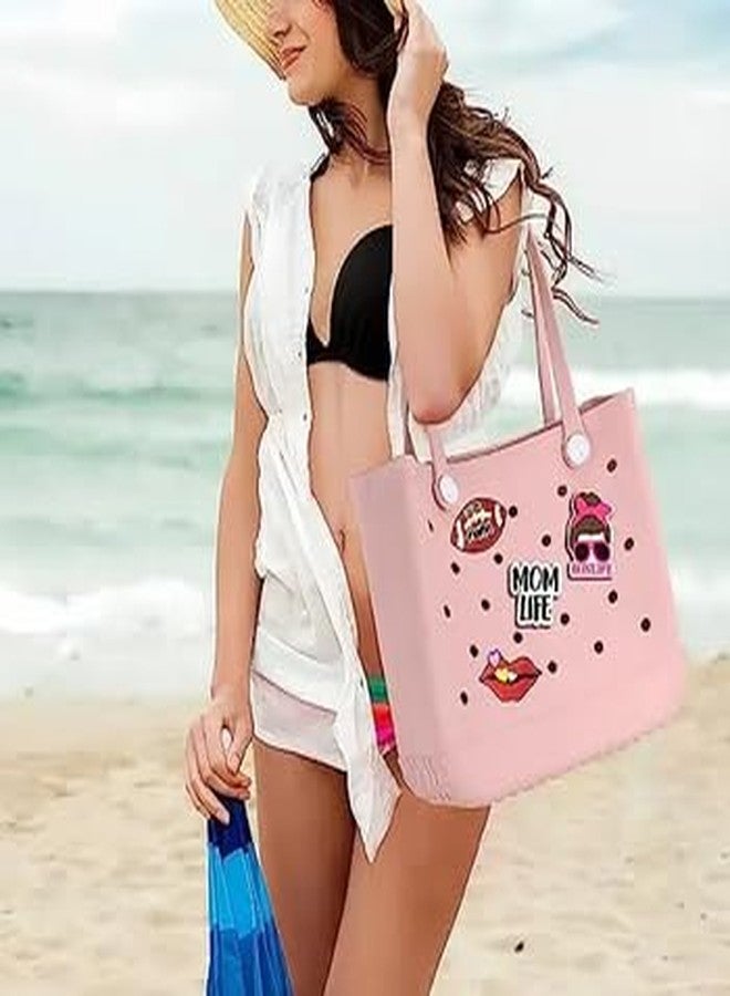 Cazuela Women's Stylish Waterproof Bags Fashion Tote EVA Silicone Beach Bag Candy Color Bag (Pink) - Image 4